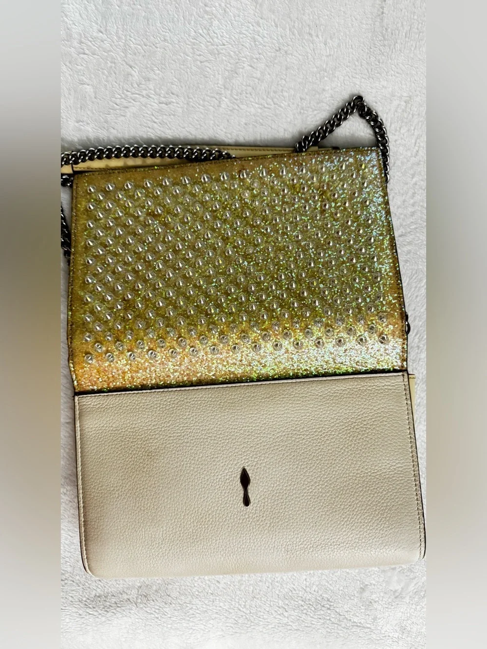 Christian Louboutin Crossbody Bag Purse Fold-Over Spike Clutch